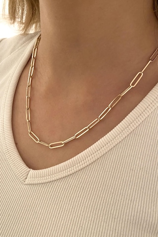 Oval Ataç Zincir 14 Ayar Sarı Altın Altın