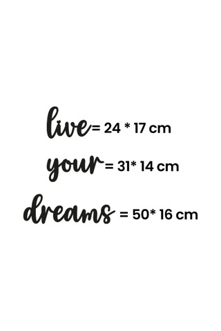 Ahşap Siyah "live Your Dreams" Yazılı Duvar Tablosu Modern Tasarım
