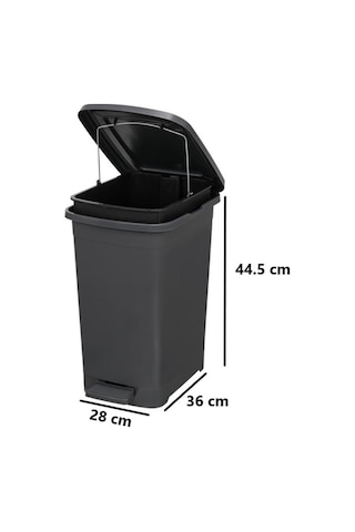 Omnipazar Elf-i342 Slim Pedallı Plastik Çöp Kovası İç Kovalı 25 Lt Antrasit