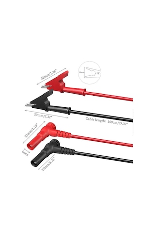 P1047 Multımetre Test Uçu Krokodil Kablo Kiti - Kırmızısiyah