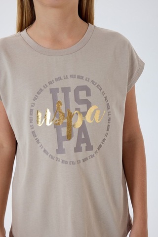U.S. Polo Assn. Kız Çocuk Kapri Taytlı 2'li Takım Kum-2637 Kum Rengi