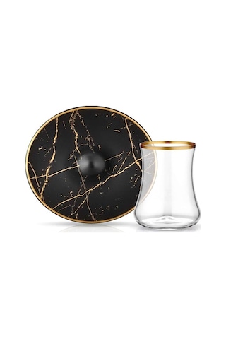 Koleksiyon Dervısh Çay St 6Lı Mermer Sıyah Mat Altın Siyah