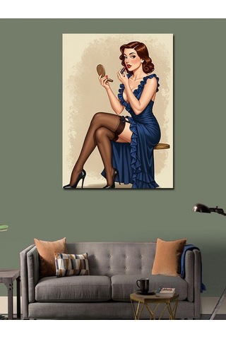 Kanvas Tablo Retro Kadın Ve Ayna 50cmx70cm