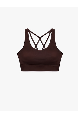Koton Slim Fit U Yaka Kolsuz Sırt Detaylı Kaplı Sporcu Sütyeni Kahverengi 7wak30034nk Kahve