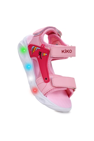 Kiko Kids Unicorn Günlük Işıklı Cırtlı Kız Çocuk Sandalet Ayakkabı Pembe Pembe