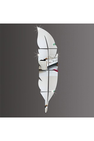 Gajeena Gümüş 3d Kanat Desenli Akrilik Ayna Duvar Stickerı - 120x30cm Büyük Boy - Banyo/entrance Dekorasyonu - Kolay Kurulum & Taşınabilir Gümüş