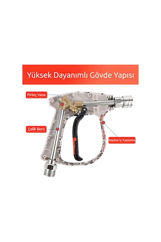 Robeve Bear Force Pop-art Tasarım Araç Yıkama Tabancası 5li Nozzle Set Ve Kemer Klipsli Ile Birlikte Profesyonel Pop-art Tasarım Oto Yıkama Tabancası Bosch Aquatak Uyumlu