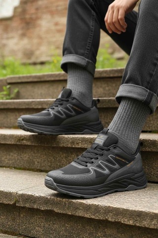 Siyah Bağcıklı Erkek Spor Ayakkabı Bst-2002 M Siyah-siyah