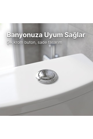 Lexroo Rezervuar İç Takımı Çift Kademeli 3/6 L Krom Butonlu Alttan Su Girişli Sessiz Dolum Valfli Standart
