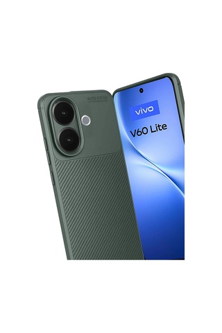 Vivo V60 Lite Uyumlu Kılıf Karbon Tasarım Kamera Korumalı Silikon Telefon Kılıfı Kapak Koyu Yeşil