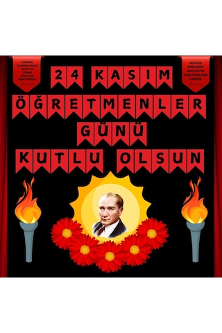 24 Kasım Öğretmenler Günü Pano Süsü Çiçekli