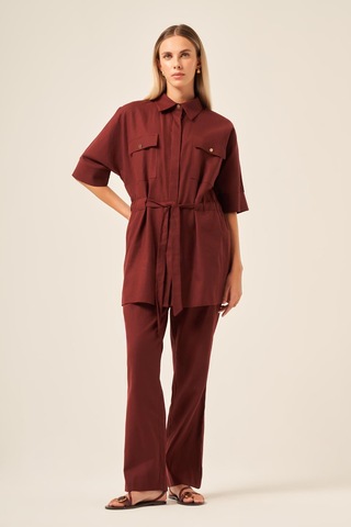 Ftz Women Kadın Keten Takım Bordo 31196 Bordo