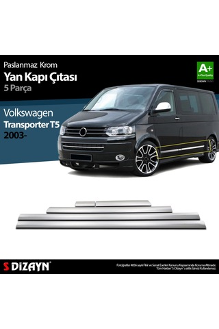 S-Dizayn  Volkswagen T5 Transporter Krom Yan Kapı Çıtası 5 Prç 2003-2010 K