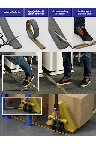 Greentech Esnek Kablo Kanalı Şeritli Gri / Gt-kk09