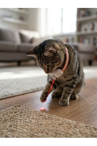Otomatik Lazerli Kedi Tasması - Şarjlı İnteraktif Kedi Oyuncağı