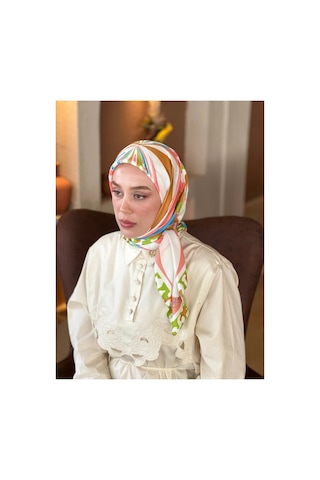 Mentoraly Modakaşmir Soyut Desenli Twill Eşarp Turkuaz