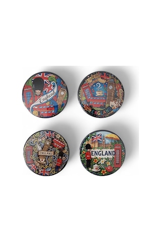 İngiltere Magnet Set 2 - 4'lü Buzdolabı Magnet England Karışık Renkli
