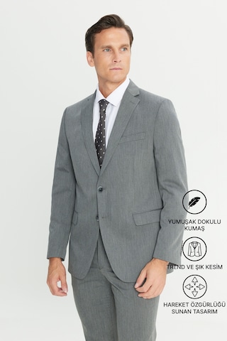 AC&Co / Altınyıldız Classics Erkek Grı Slim Fit Dar Kesim Mono Yaka Takım Elbise Gri