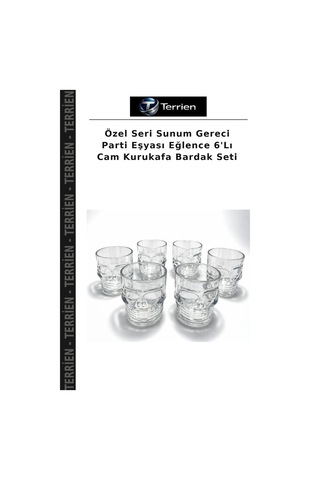 Özel Seri Sunum Gereci Parti Eşyası Eğlence 6'lı Cam Kurukafa Bardak Seti Şeffaf