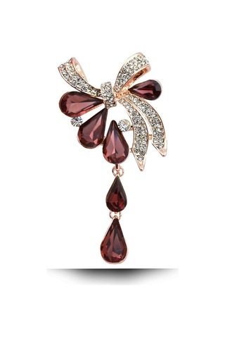 Sones Kadın Matkap Damla Kelebek Düğümlü Broş Mor