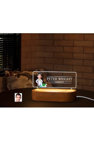 Bk Gift Kişiye Özel İsimli Eczacı Karikatürlü Led Işıklı Akrilik Masa İsimliği-1, Ofis Dekoru, Mesleki Hediye, Ofis Hediyeleri Kobitmeyen138215 Bk Gif