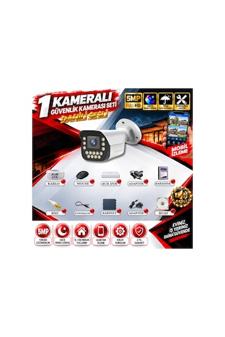 1 Kameralı Sesli Güvenlik Kamerası Seti 5mp Yapay Zeka Gece Renkli Görüş 21 Warm Led Ultra Hd 915ws
