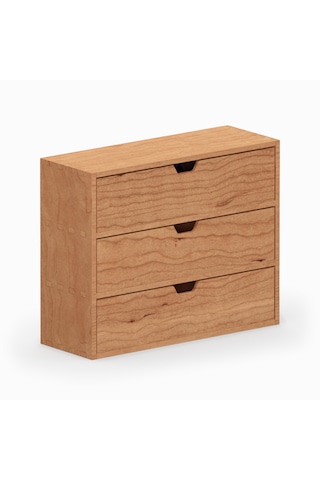 Desna Üç Katlı Üç Çekmeceli Dolap - Kiraz 34 Cm Uzunluk X 12.1 Cm Derinlik X 27.2 Cm Woodsaka Doğal Ahşap