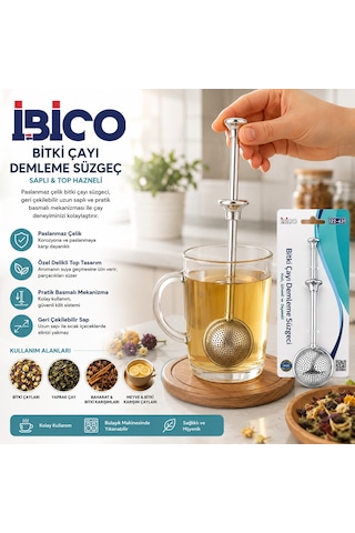 Saplı Paslanmaz Çelik Bitki Çay Demleme Süzgeç Çap 5 Cm Sarı