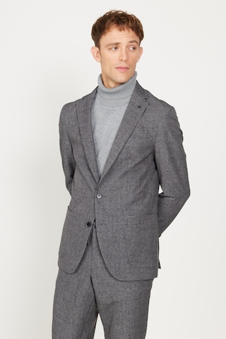 AC&Co / Altınyıldız Classics Erkek Siyah-füme Slim Fit Dar Kesim Mono Yaka Seyahat Çantalı Desenli Takım Elbise Siyah - Füme