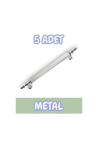 Tuana Rustik Alüminyum Metal Lüks Modern Mobilya Çekmece Mutfak Dolabı Kulpu Krom 128mm 5 Adet Krom