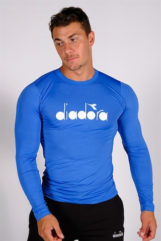 Diadora Soloben - Erkek Mavi Uzun Kollu Spor T-Shirt - Tsrt-Zn Saks