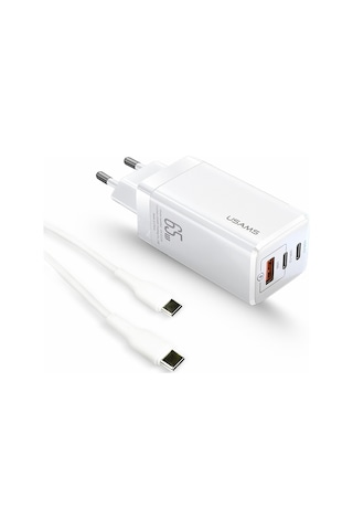 Usams US-CC110 65W GaN Şarj Başlığı + US-SJ459 100W Type-C to Type-C Şarj ve Data Kablosu Hızlı Şarj Kiti