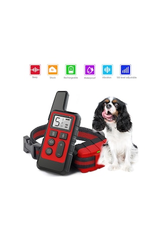Vkemall Köpek Eğitimi Kolyesi - Titreşim/sok/ipucu Modları, 500m Uzaklık, 100 Seviye Ayar, Usb Şarjlı, 2 Kanal Kırmızı