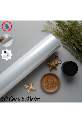 Parlak Beyaz Arkası Gri Mobilya Ve Dolap Kaplama Folyosu 50 Cm X 5 Metre
