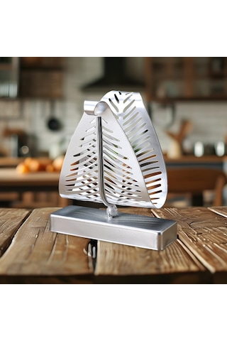 Homyl Peçetelik Tezgah Üstü Mendil Rafı Dikey Metal Kağıt Gümüş