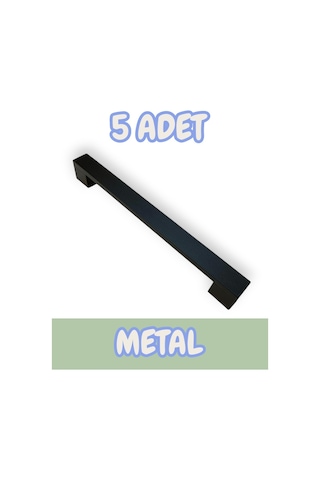 Safran Kalın Alüminyum Metal Lüks Modern Mobilya Çekmece Mutfak Dolabı Kulpu Siyah 224mm 5 Adet Siyah