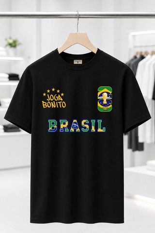 Bayloranzzo Brasil %100 Pamuk Heavy Cotton Premium Kalite Erkek Tişört Siyah