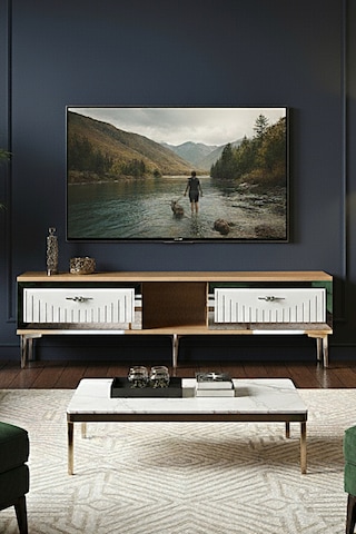 Tsa1503dbs - Tunatv150 Tv Stand, Tv Sehpası Safirmeşe-beyaz-sılver 150cm Safirmeşe-beyaz-sılver