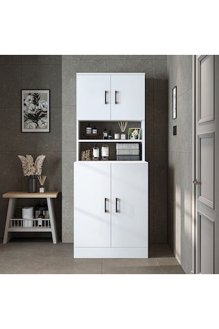 Çamaşır-kurutma Makinesi Dolabı Kapaklı Banyo Dolabı.11 Mat Beyaz