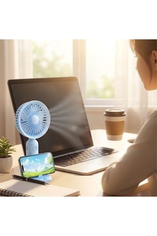 Buffer 3 Kademeli Masaüstü Fan - Telefon Tutuculu Özellikli Standlı Elde Taşınabilir Mini Fan Ekl29