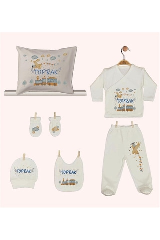 Pia Baby Gl 1944-08 İsme Özel Yastık Zıbın Set Krem