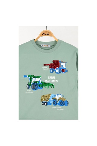 Alglıfe Erkek Çocuk Pullu Sweatshırt Mint Yeşili
