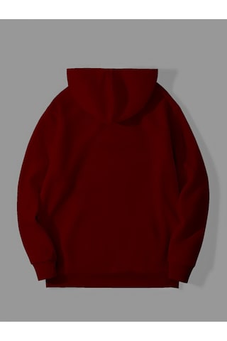 Harmandar Üç İplik Ying Yang Baskılı Unisex Kırmızı Kanguru Cepli Kapüşonlu Sweatshirt Hoodie Yingyangkirmizisweat
