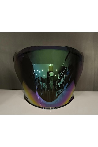 Kask Camı Mt Helmets V-37 Cosmo Yeni Nesil İridyum Mavi Vizör Çok Renkli