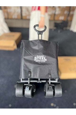 Camp Steel 100 Litre Fren Sistemli, Rulmanlı, Kalın Teker, Xxl Boy Katlanır Vagon 91x50x56 Cm Plaj Taşıma Ve Kamp Piknik Arabası - Siyah