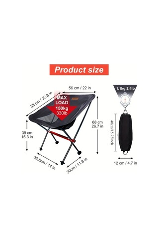 Xuweiwei Pacoone Ultrahafif Katlanabilir Outdoor Ay Çantası Siyah Açık Havada Kamp Yapan Kalabalık Alüminyum Alaşım Çerçeve Ergonomik Tasarım Solunabilir Mesh Siyah