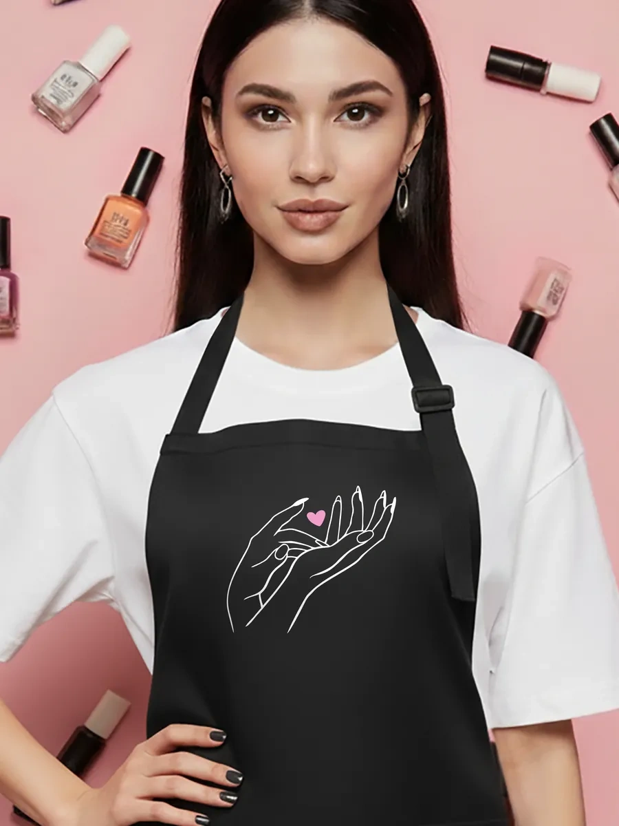 Vau Fartuk Manikürcü İçin Baskılı Önlük 181675883 Siyah