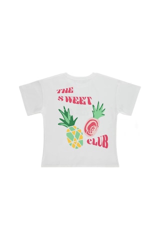 Civil Girls Ananas Baskılı 6-9 Yaş Tişört - Ekru