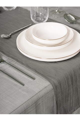 Cotton Box Antique Masa Örtüsü Seti Jasmine Gri 155x220