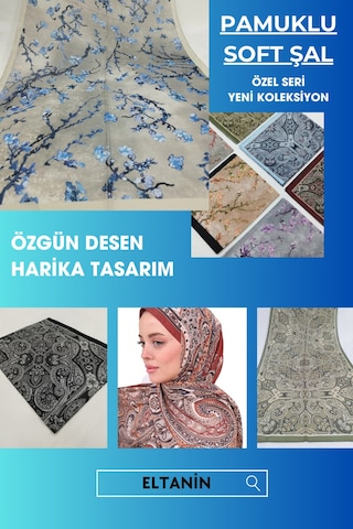 Eyfel Pamuklu Soft Özel Seri Şal Etnik & Çiçekli Desen, Orjinal, Tesettür Giyim, Yeni Koleksiyon Siyah - Gri